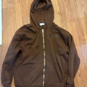 Brown Hoodie with Brooklyn Embroidery